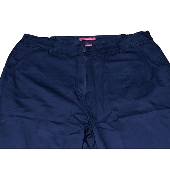 Woman Within NWOT Stretch Cotton Chino Straight Leg Pant Sz 22 Wide Navy Blue Pl - Picture 2 of 11
